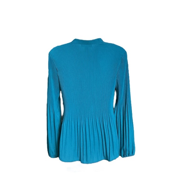 Alfani Teal V-Neck Micro Permanent Pleat Tunic - Picture 3 of 3